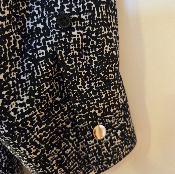 Express Black & White Classic Shirt Dress Long Sleeve Zip Front Tie Waist Small - Picture 10 of 15